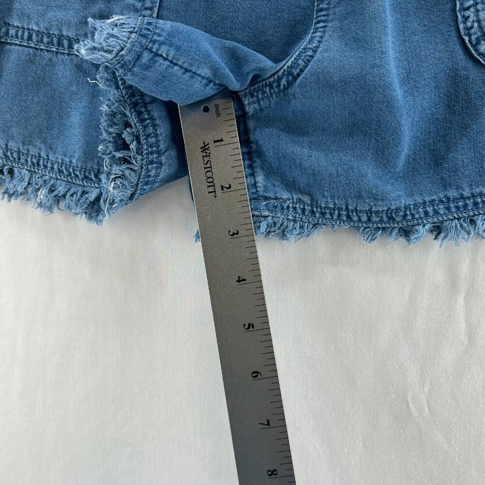 Time & Tru Denim Shorts Size XS High Rise Pull-on Stretch Frayed Hem Medium Wash - Picture 7 of 10